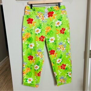 Trousers Pants Floral Lilly Pulitzer Type Hawaii Golf Vacation Capri Crop Wide